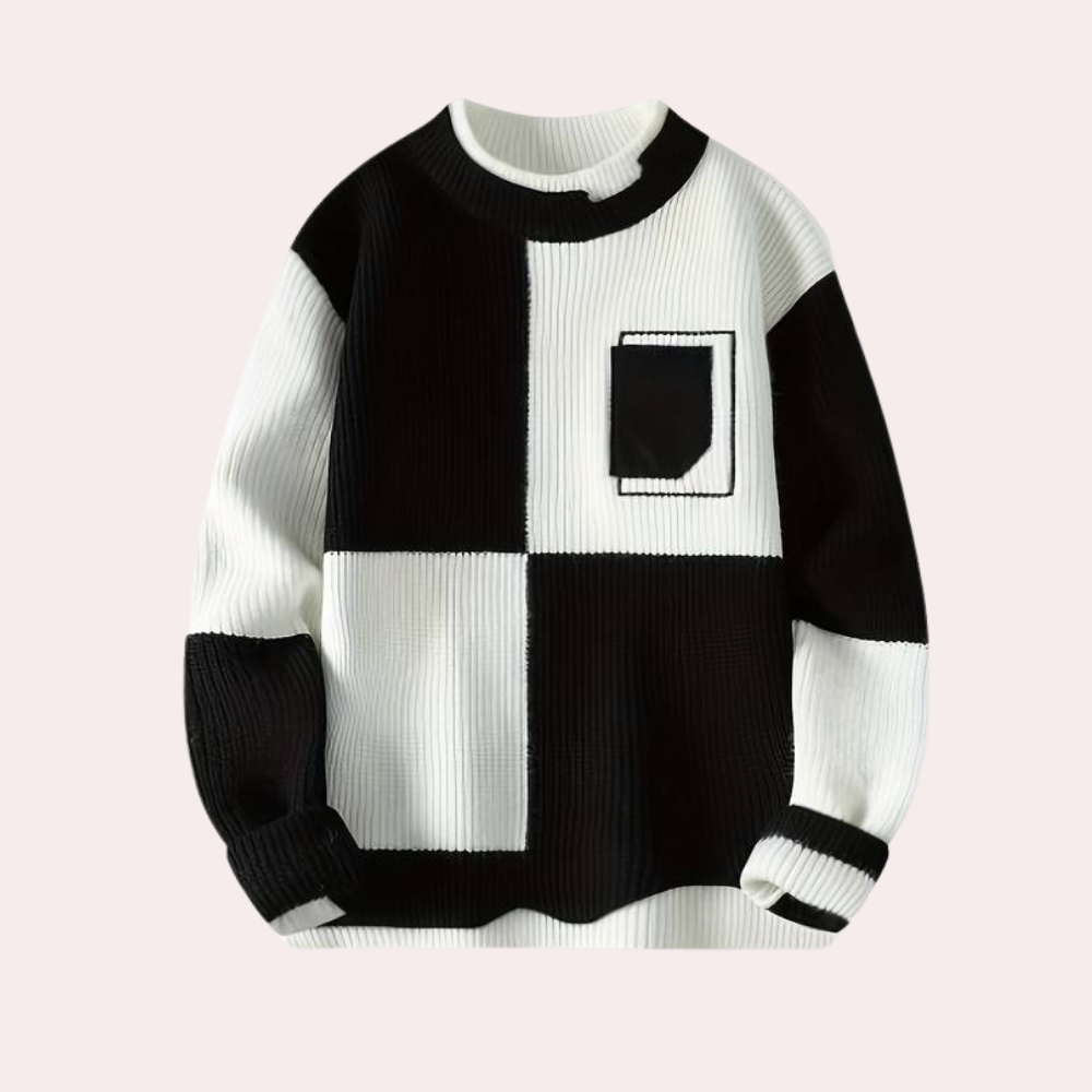 R&B | Strickpullover mit Karierter Kontrast Weiches Strick Modernes Design