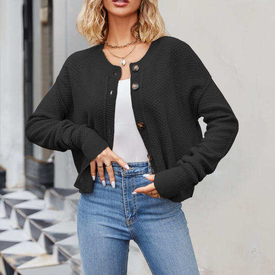 R&B | Kurze Strickjacke Strukturiertes Muster Moderne Passform