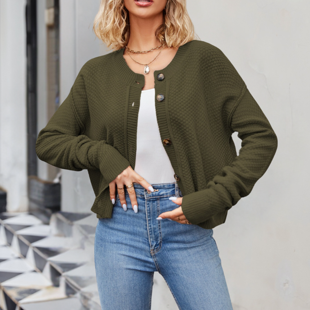 R&B | Kurze Strickjacke Strukturiertes Muster Moderne Passform