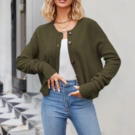 R&B | Kurze Strickjacke Strukturiertes Muster Moderne Passform