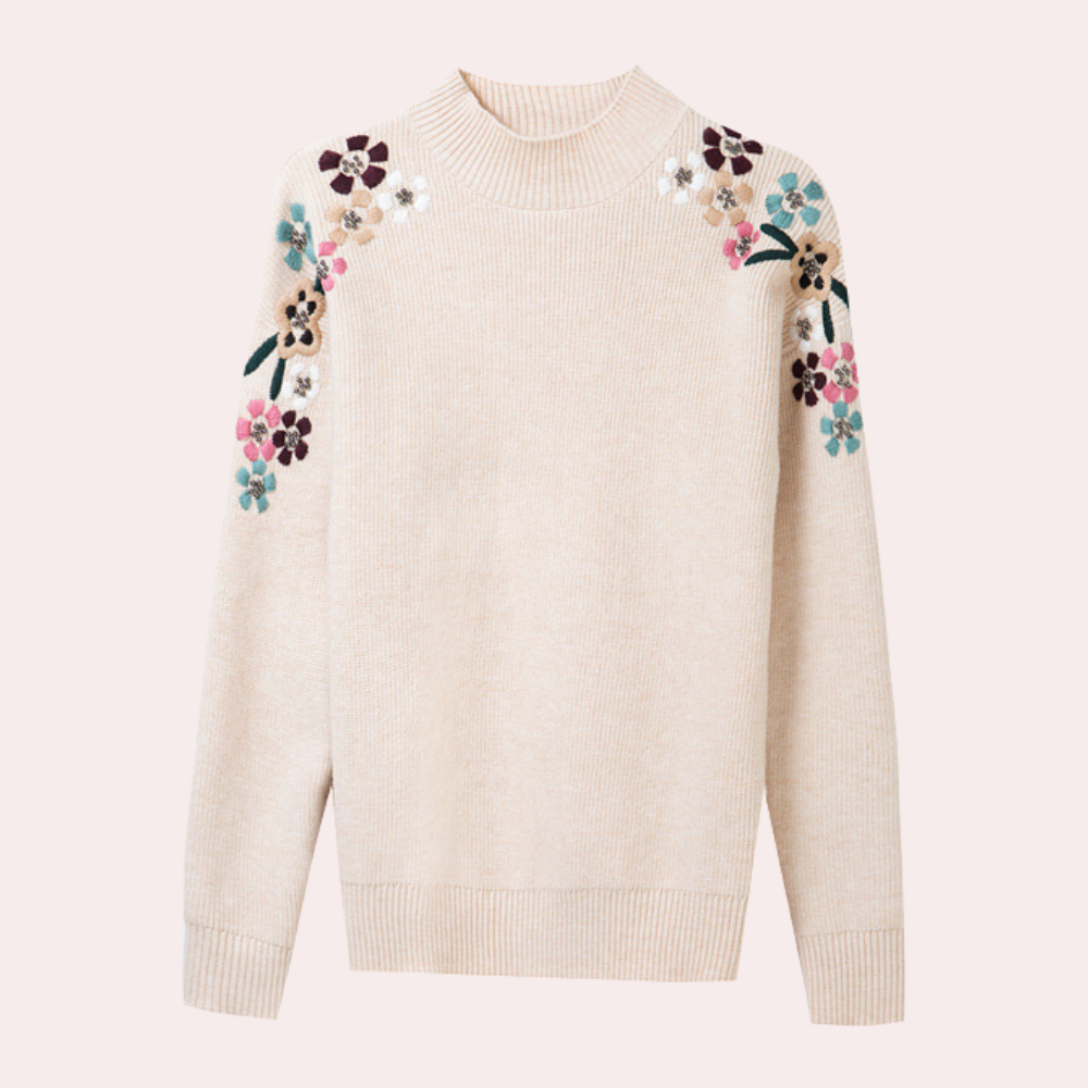 R&B | Weiche Damenpullover mit Bestickten Blumen