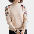 R&B | Weiche Damenpullover mit Bestickten Blumen