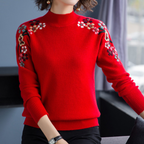 R&B | Weiche Damenpullover mit Bestickten Blumen