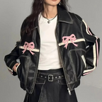 R&B | Vintage-Jacke mit Schleifenknopf für Damen, Herbstkollektion