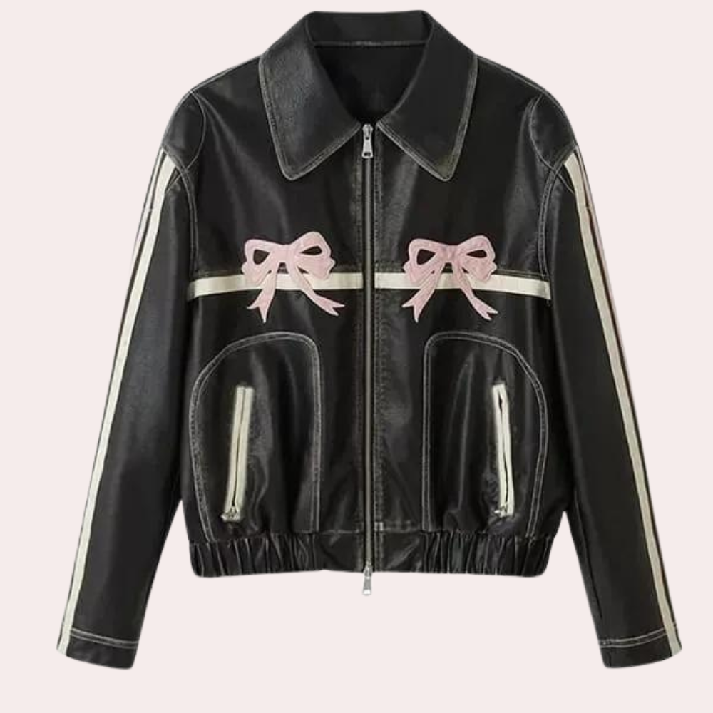 R&B | Vintage-Jacke mit Schleifenknopf für Damen, Herbstkollektion