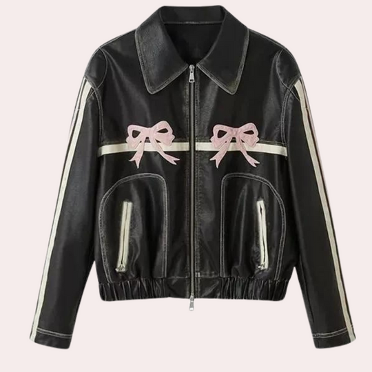 R&B | Vintage-Jacke mit Schleifenknopf für Damen, Herbstkollektion