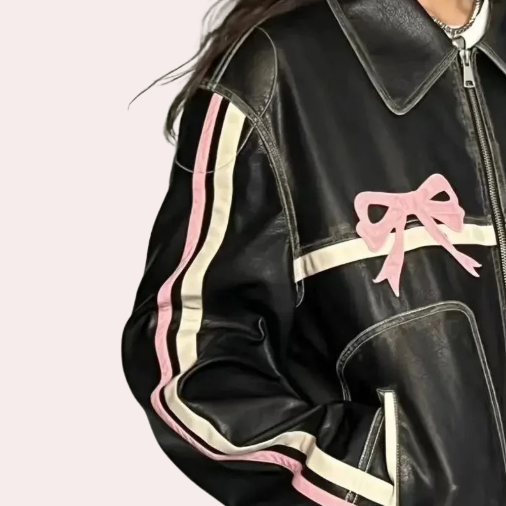 R&B | Vintage-Jacke mit Schleifenknopf für Damen, Herbstkollektion