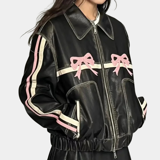 R&B | Vintage-Jacke mit Schleifenknopf für Damen, Herbstkollektion