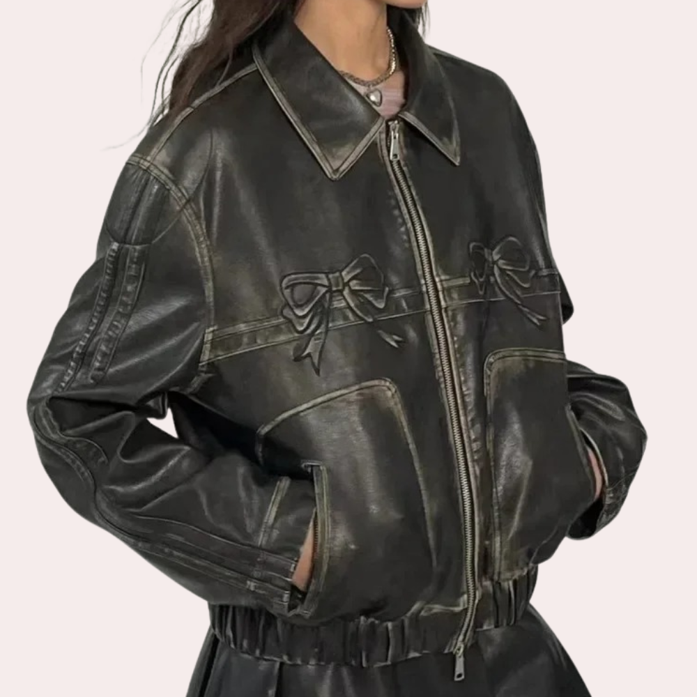 R&B | Vintage-Jacke mit Schleifenknopf für Damen, Herbstkollektion