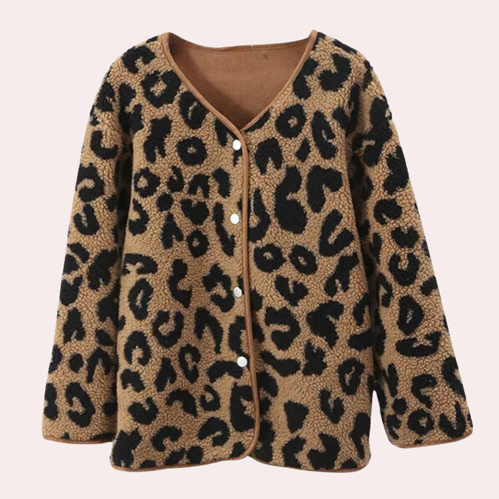 R&B | Eleganter Herbstmantel mit Leopardenmuster für Frauen