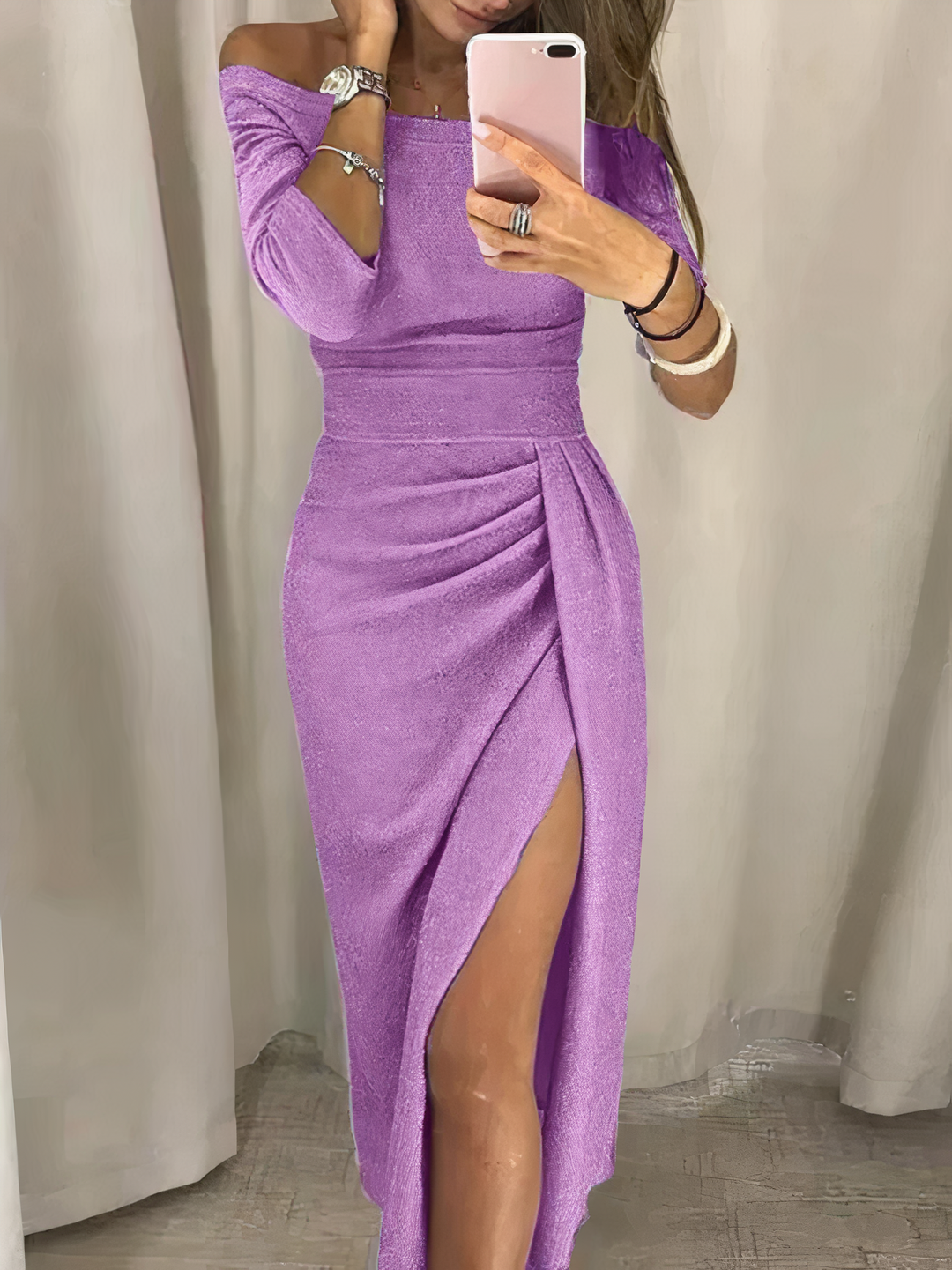 R&B | Off-Shoulder Glitzerkleid