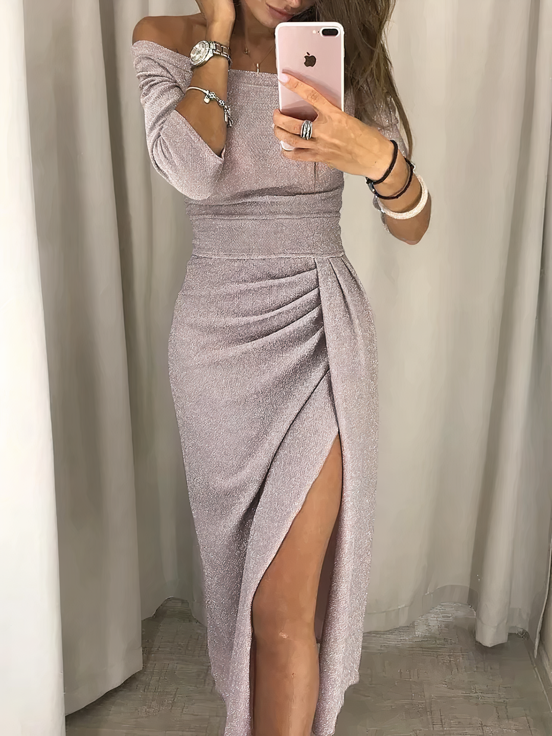 R&B | Off-Shoulder Glitzerkleid