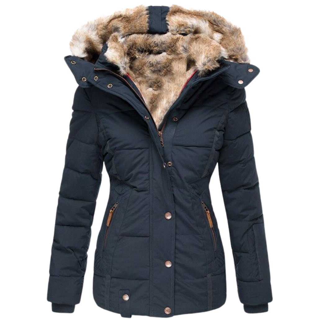 R&B | Gesteppter Wintermantel für Damen mit Fellkragen