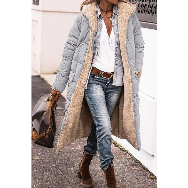 R&B | Wärmer Damen Mantel Aus Sherpa-Fleece mit Kapuze
