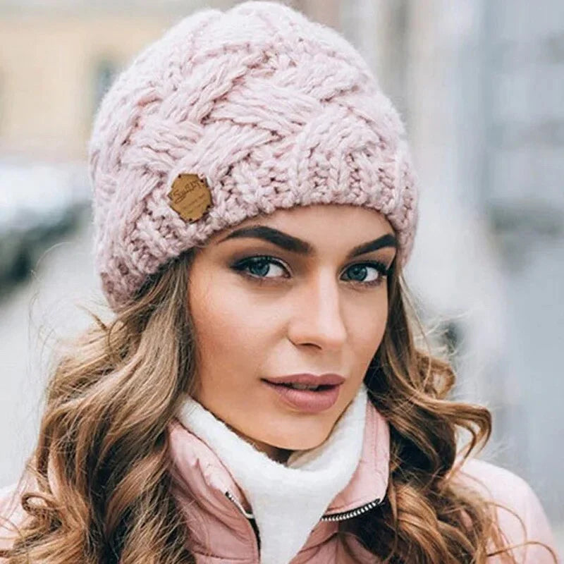 Damen Weiche Strickmütze mit Zopfmuster | R&B