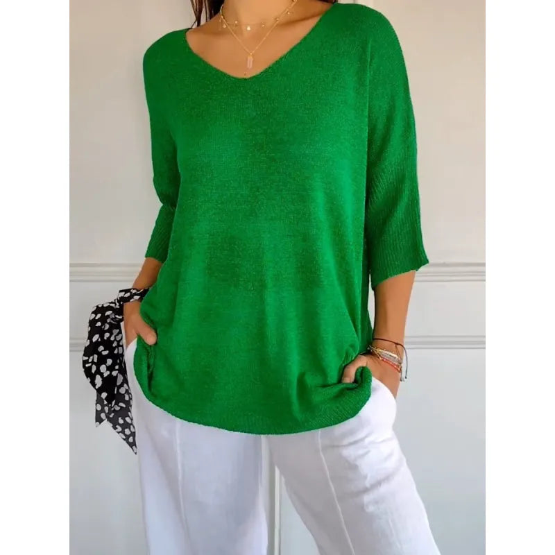 R&B | Bequemes Damen Stricktop mit V-Ausschnitt
