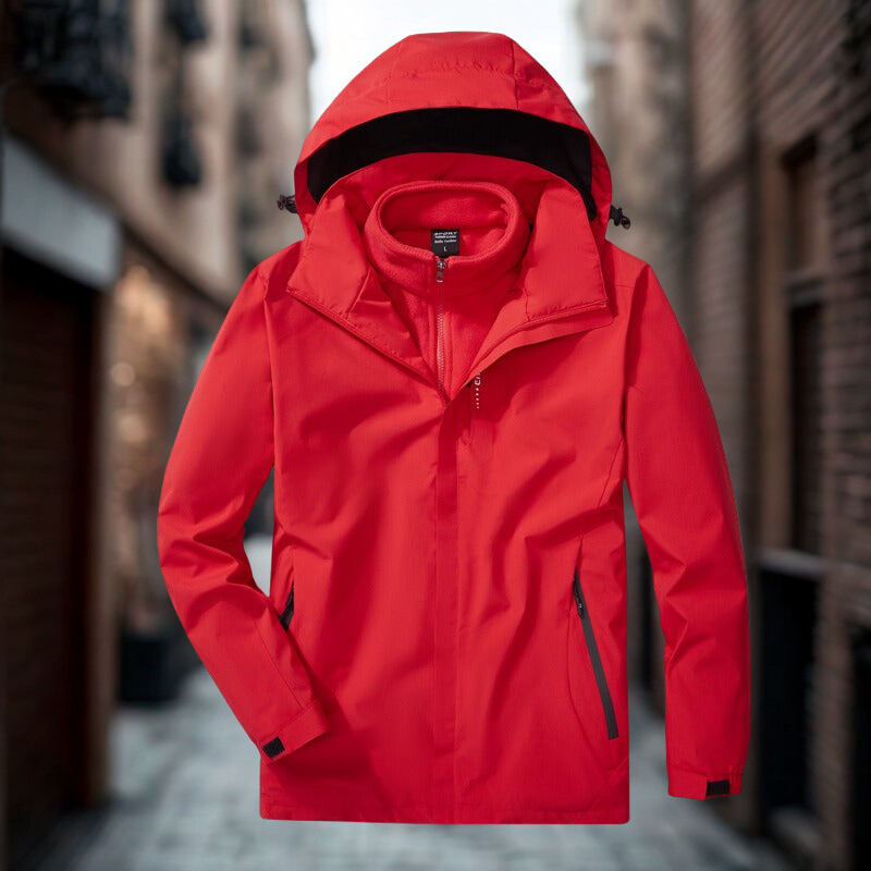 R&B | Outdoor-Jacke 3-in-1 Wetterfest Abnehmbares Fleece-Innenfutter Verstellbare Kapuze