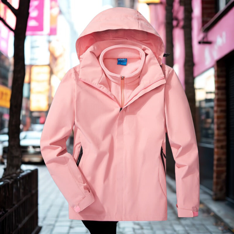 R&B | Outdoor-Jacke 3-in-1 Wetterfest Abnehmbares Fleece-Innenfutter Verstellbare Kapuze