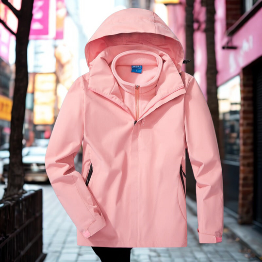 R&B | Outdoor-Jacke 3-in-1 Wetterfest Abnehmbares Fleece-Innenfutter Verstellbare Kapuze