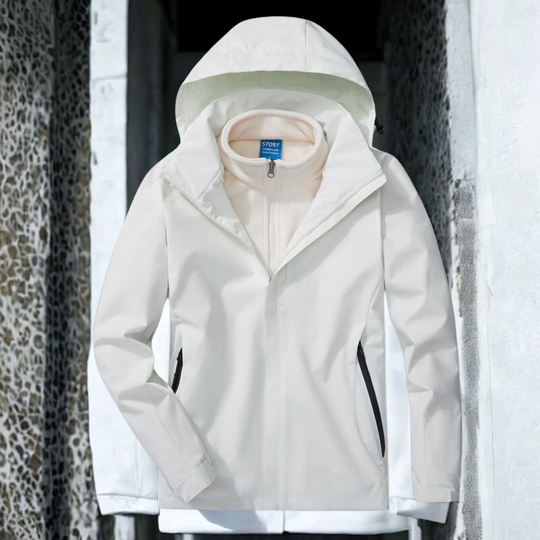 R&B | Outdoor-Jacke 3-in-1 Wetterfest Abnehmbares Fleece-Innenfutter Verstellbare Kapuze