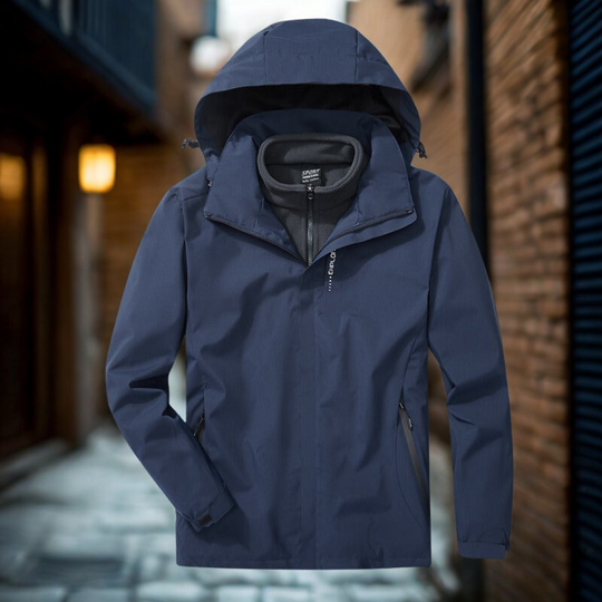 R&B | Outdoor-Jacke 3-in-1 Wetterfest Abnehmbares Fleece-Innenfutter Verstellbare Kapuze