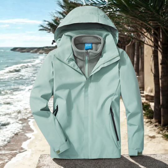 R&B | Outdoor-Jacke 3-in-1 Wetterfest Abnehmbares Fleece-Innenfutter Verstellbare Kapuze