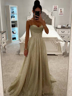 R&B | Lange Kleid Bräunung mit Feinern Trägern Ärmellos Damen Elegant Abend Zeremonie