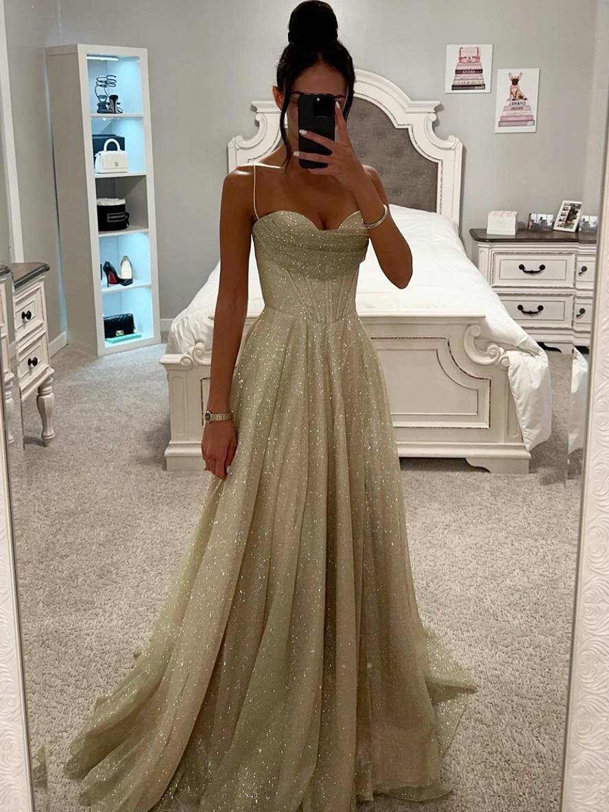 R&B | Lange Kleid Bräunung mit Feinern Trägern Ärmellos Damen Elegant Abend Zeremonie