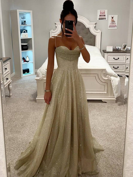 R&B | Lange Kleid Bräunung mit Feinern Trägern Ärmellos Damen Elegant Abend Zeremonie