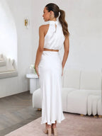 R&B | Kleid Gäste Hochzeit Damen Halter Ärmellos Damen Elegante Abend Zweiteilige Brautjungfernkleid