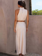 R&B | Kleid Gäste Hochzeit Damen Halter Ärmellos Damen Elegante Abend Zweiteilige Brautjungfernkleid