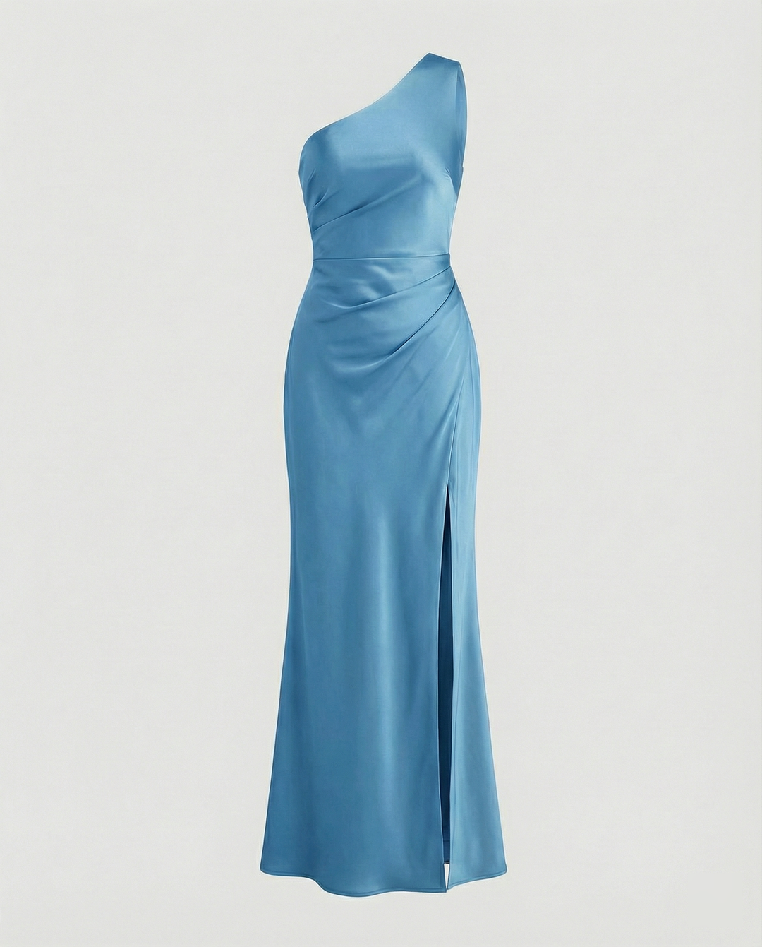 R&B | Kleid Brautjungfer aus Satin Eng mit Schlitz An Der Seite Eine Schulter Ohne Ärmel Elegantes Abendkleid für Hochzeit