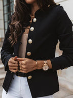 R&B | Kurz Offiziersjackett mit Knopfkragen Damen Eleganter Blazer