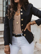 R&B | Kurz Offiziersjackett mit Knopfkragen Damen Eleganter Blazer