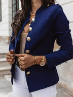 R&B | Kurz Offiziersjackett mit Knopfkragen Damen Eleganter Blazer