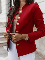 R&B | Kurz Offiziersjackett mit Knopfkragen Damen Eleganter Blazer