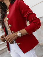 R&B | Kurz Offiziersjackett mit Knopfkragen Damen Eleganter Blazer