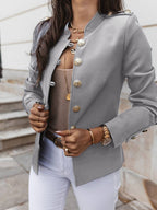 R&B | Kurz Offiziersjackett mit Knopfkragen Damen Eleganter Blazer
