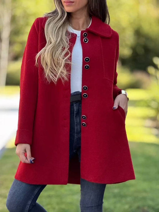 R&B | Wollmischung Jacke - raffinierte lange Knopf-Oberbekleidung
