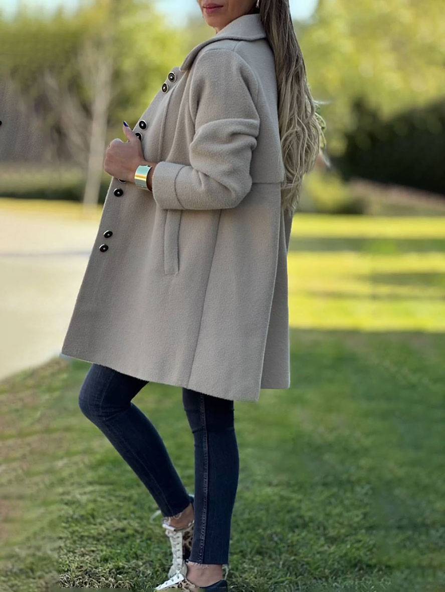 R&B | Wollmischung Jacke - raffinierte lange Knopf-Oberbekleidung