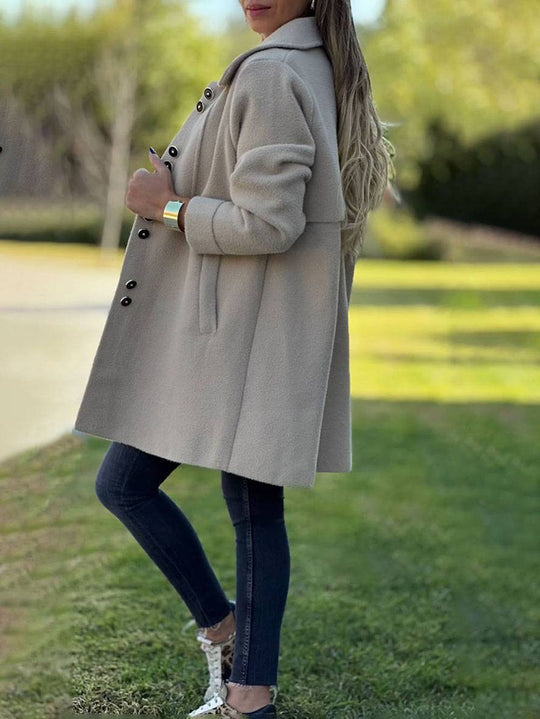 R&B | Wollmischung Jacke - raffinierte lange Knopf-Oberbekleidung