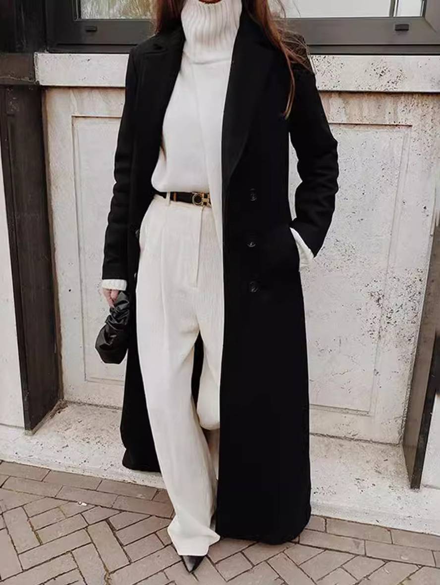 R&B | schwarze Überjacke - eleganter Mantel mit geräumigen Taschen