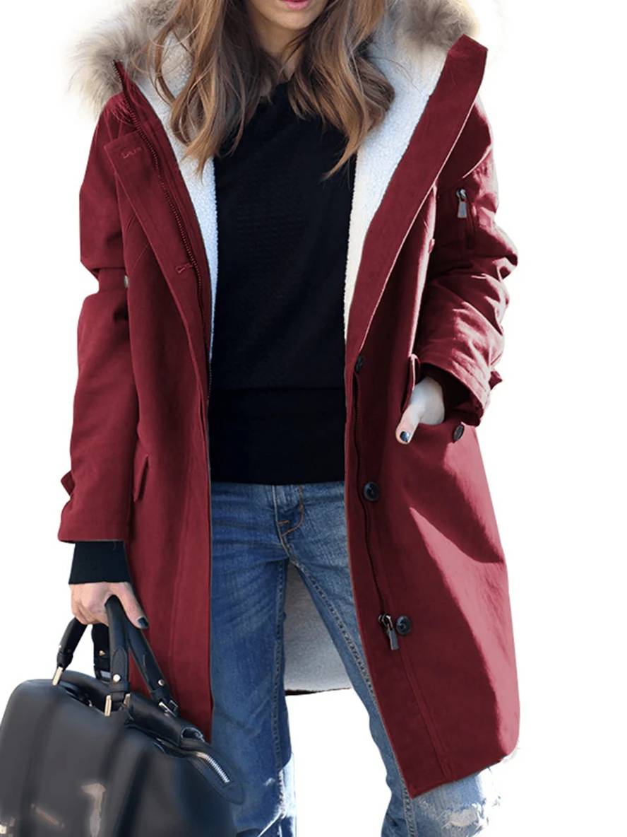 R&B | Parka Jack - mid-langer Winterjacke mit Kapuze und Kunstpelz