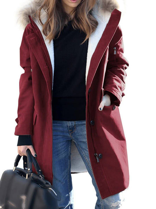 R&B | Parka Jack - mid-langer Winterjacke mit Kapuze und Kunstpelz