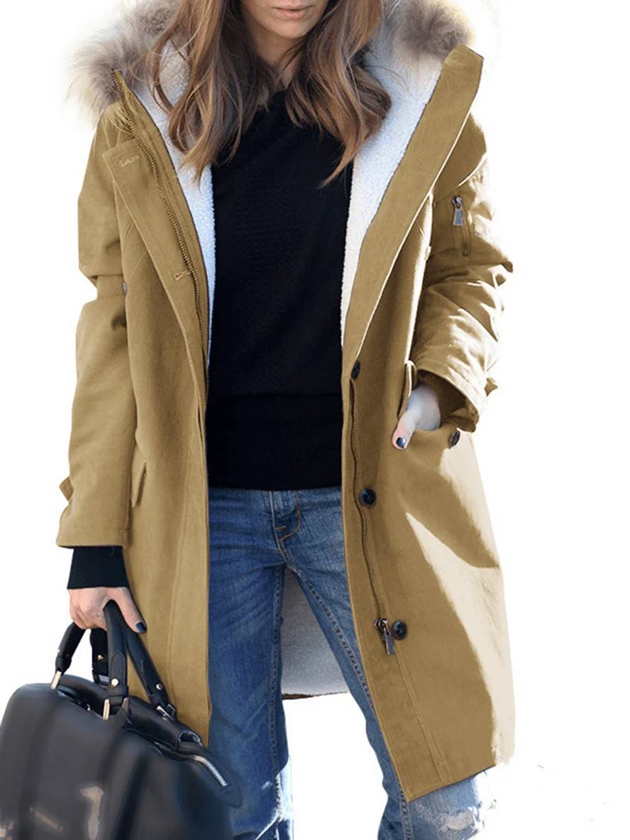 R&B | Parka Jack - mid-langer Winterjacke mit Kapuze und Kunstpelz
