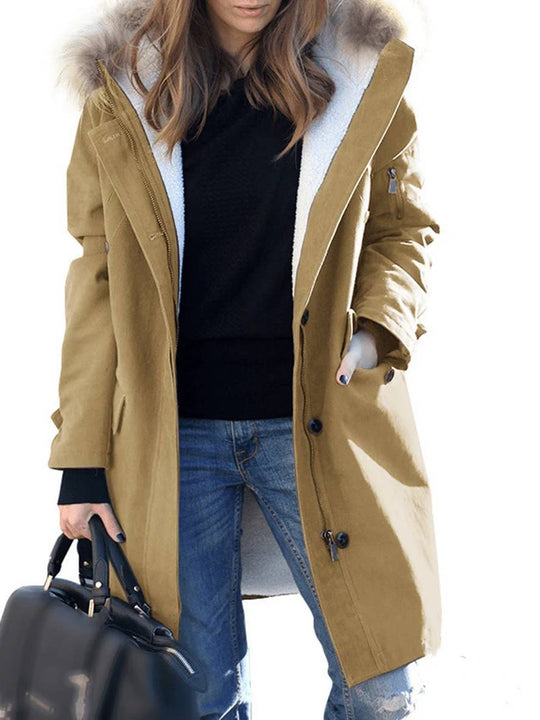 R&B | Parka Jack - mid-langer Winterjacke mit Kapuze und Kunstpelz