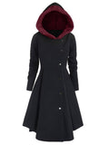 R&B | Mid-Length Mantel mit Kapuze Knöpfen Lange Ärmel Damen Elegante Freizeitmode Halloween Weihnachten Cape