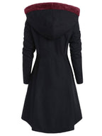 R&B | Mid-Length Mantel mit Kapuze Knöpfen Lange Ärmel Damen Elegante Freizeitmode Halloween Weihnachten Cape