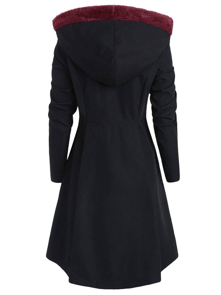 R&B | Mid-Length Mantel mit Kapuze Knöpfen Lange Ärmel Damen Elegante Freizeitmode Halloween Weihnachten Cape