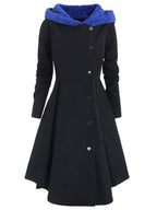 R&B | Mid-Length Mantel mit Kapuze Knöpfen Lange Ärmel Damen Elegante Freizeitmode Halloween Weihnachten Cape